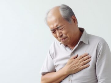 心臓を抑える男性
